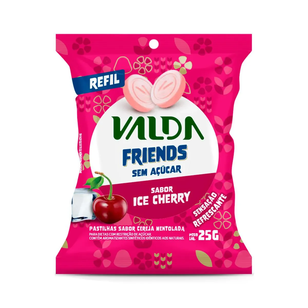 Pastilhas Valda Friends Ice Cherry Sem Açúcar 25g