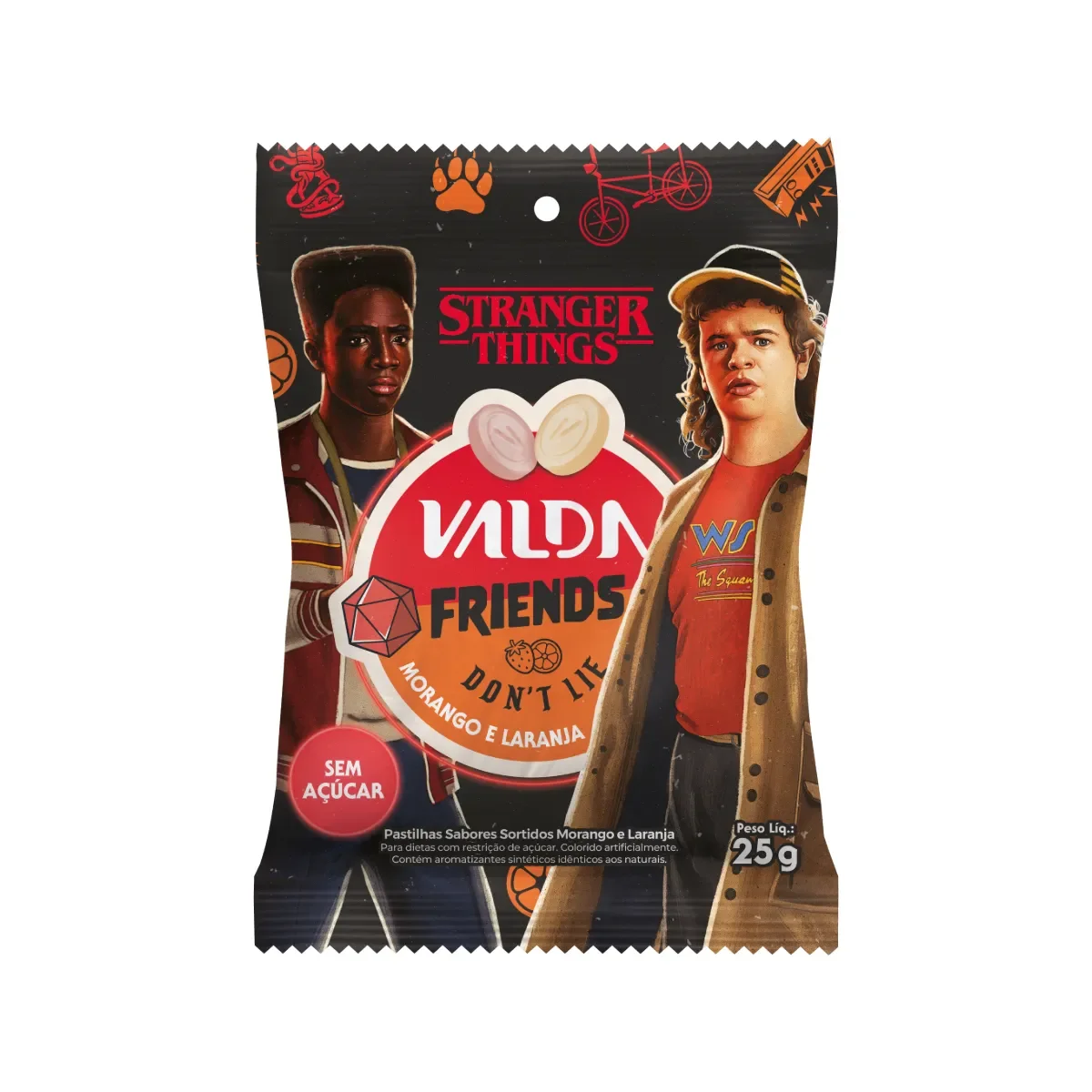 Pastilha Valda Stranger Things Friends Morango E Laranja 25g