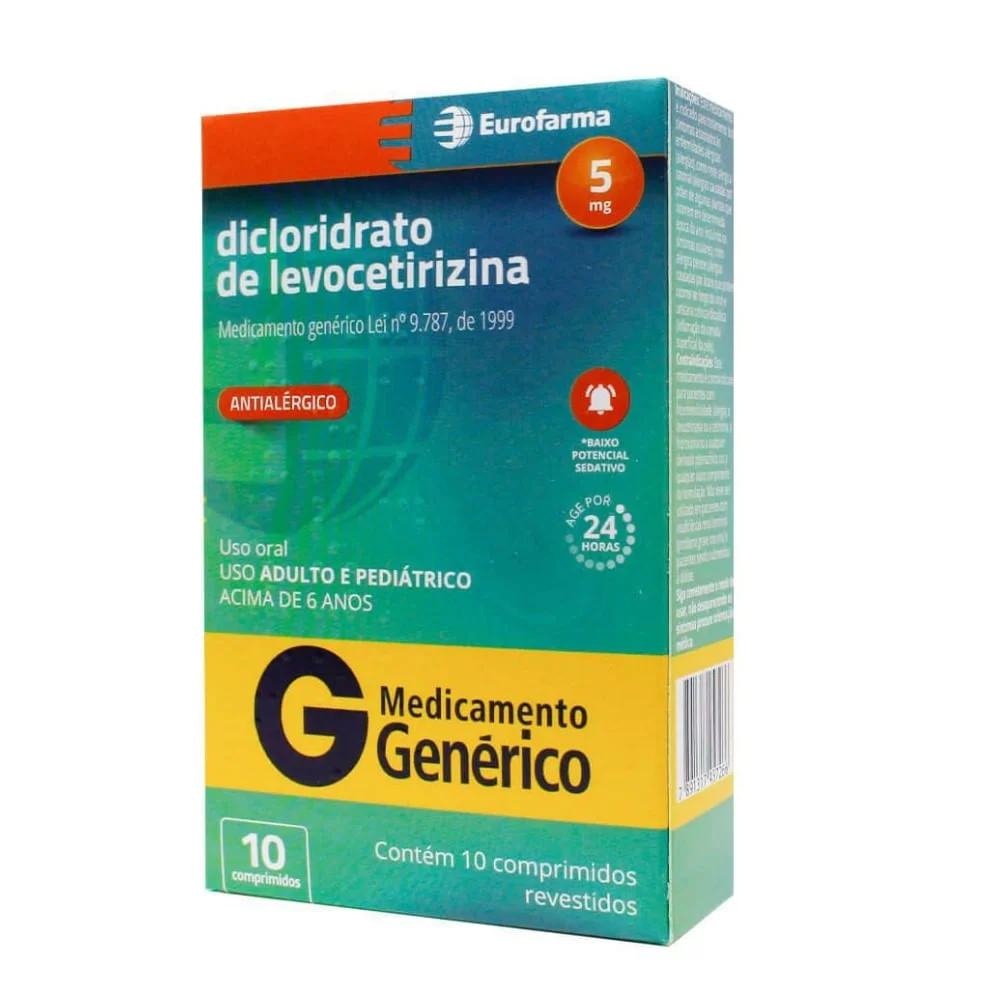 Dicloridrato de Levocetirizina 5mg com 10 Comprimidos