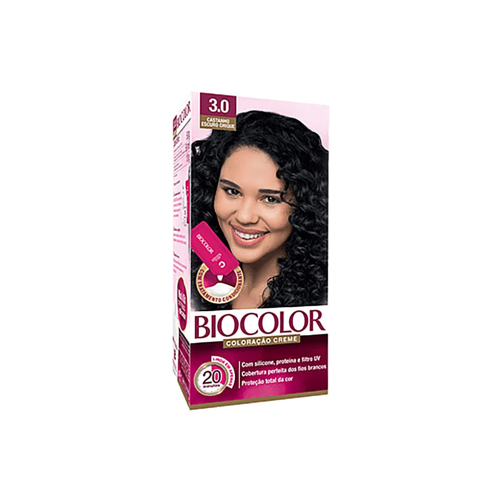 Coloração Biocolor Kit Creme Mini 3.0 Castanho Escuro Chique