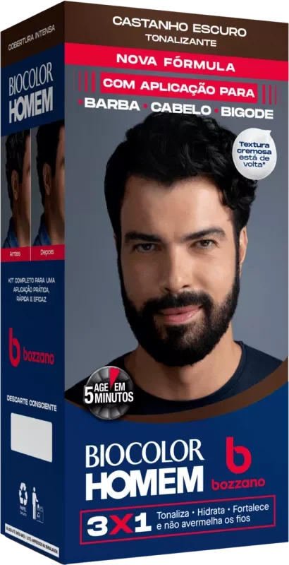 COLORAÇÃO BIOCOLOR HOMEM BOZZANO KIT CASTANHO ESCURO