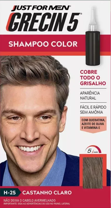 SHAMPOO GRECIN 5 JUST FOR MEN H-25 CASTANHO CLARO