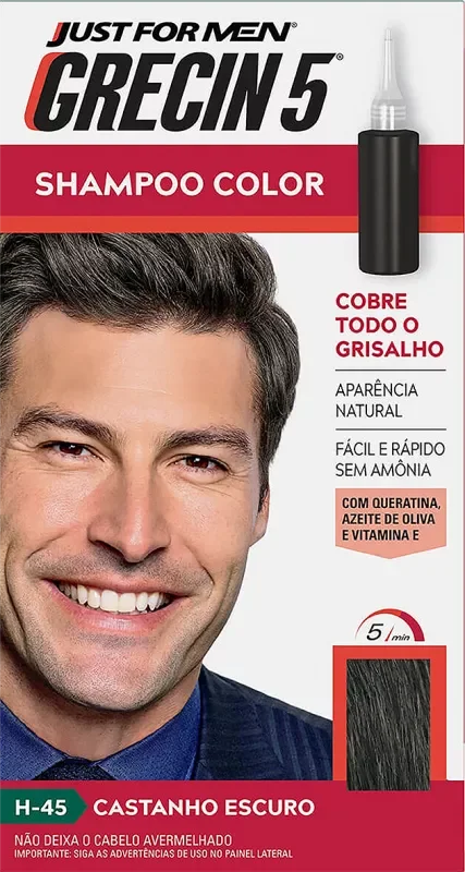 SHAMPOO GRECIN 5 JUST FOR MEN H-45 CASTANHO ESCURO