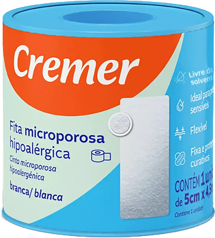 FITA CREMER MICROPOROSA 05CMX4,5M BRANCA