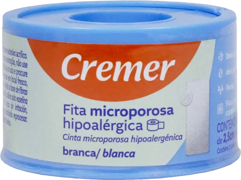 FITA CREMER MICROPOROSA 02,5CMX4,5M BRANCA