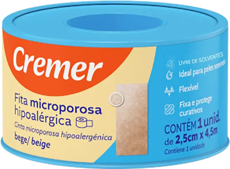 FITA CREMER MICROPOROSA 02,5CMX4,5M BEGE