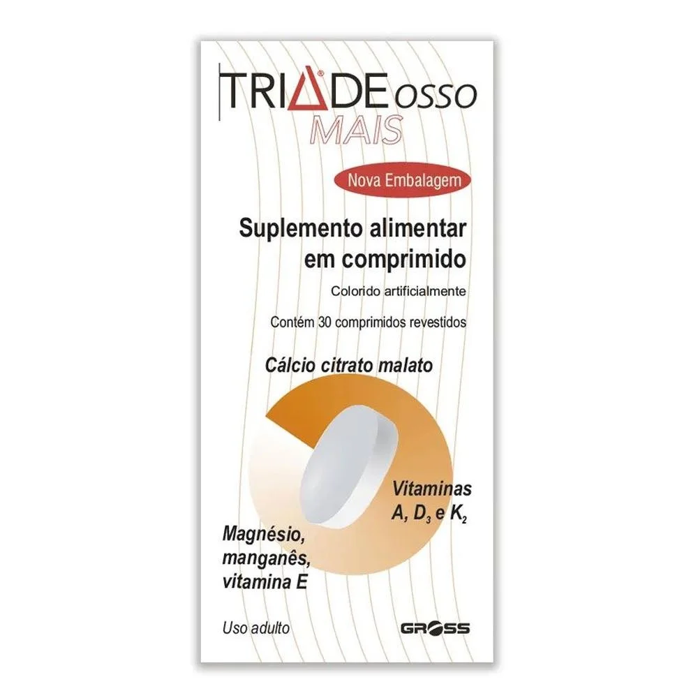 Suplemento Alimentar Triade Mais Osso com 30 Comprimidos Revestidos