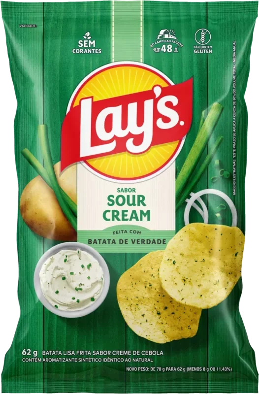 BATATA LAYS 62G SOUR CREAM CEBOLA