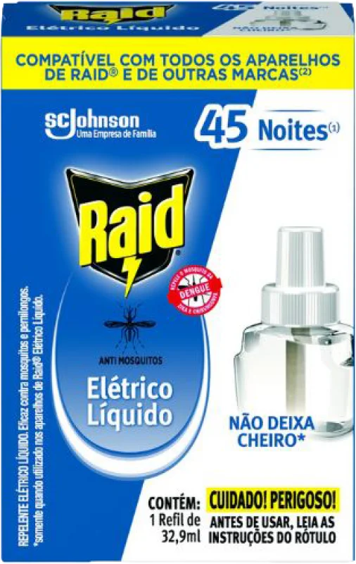 REPELENTE ELÉTRICO RAID 32,9ML REFIL 45 NOITES