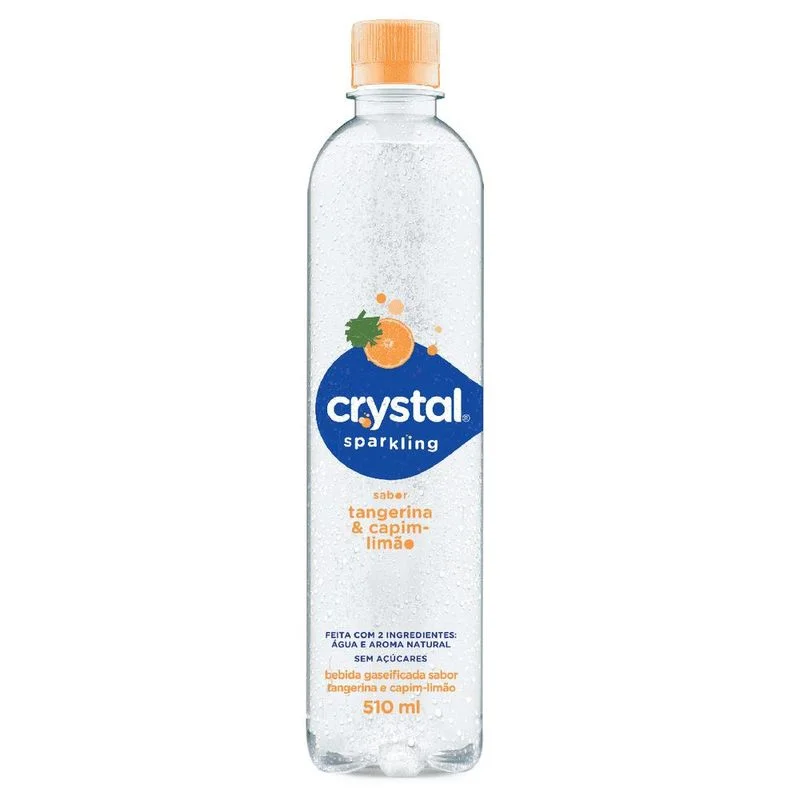 Água Crystal Sparkling Sabor Tangerina e Capim Limão 510ml