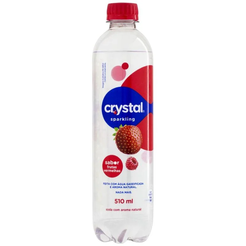 Água Crystal Sparkling Sabor Frutas Vermelhas 510ml
