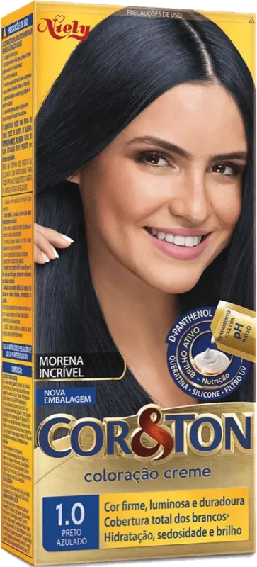 COLORAÇÃO COR&TON KIT 01.0 PRETO AZULADO