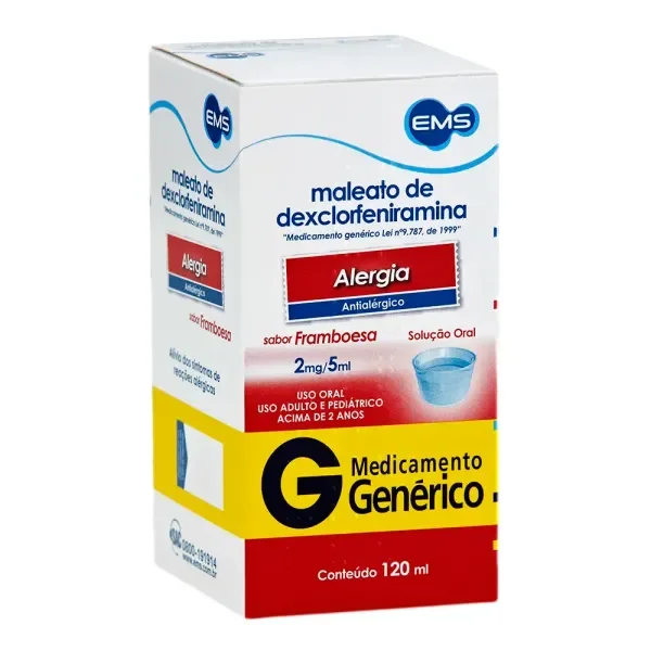 Maleato de Dexclorfeniramina 0,4mg/ml com Copo Dosador Solução de Uso Oral Frasco 120ml