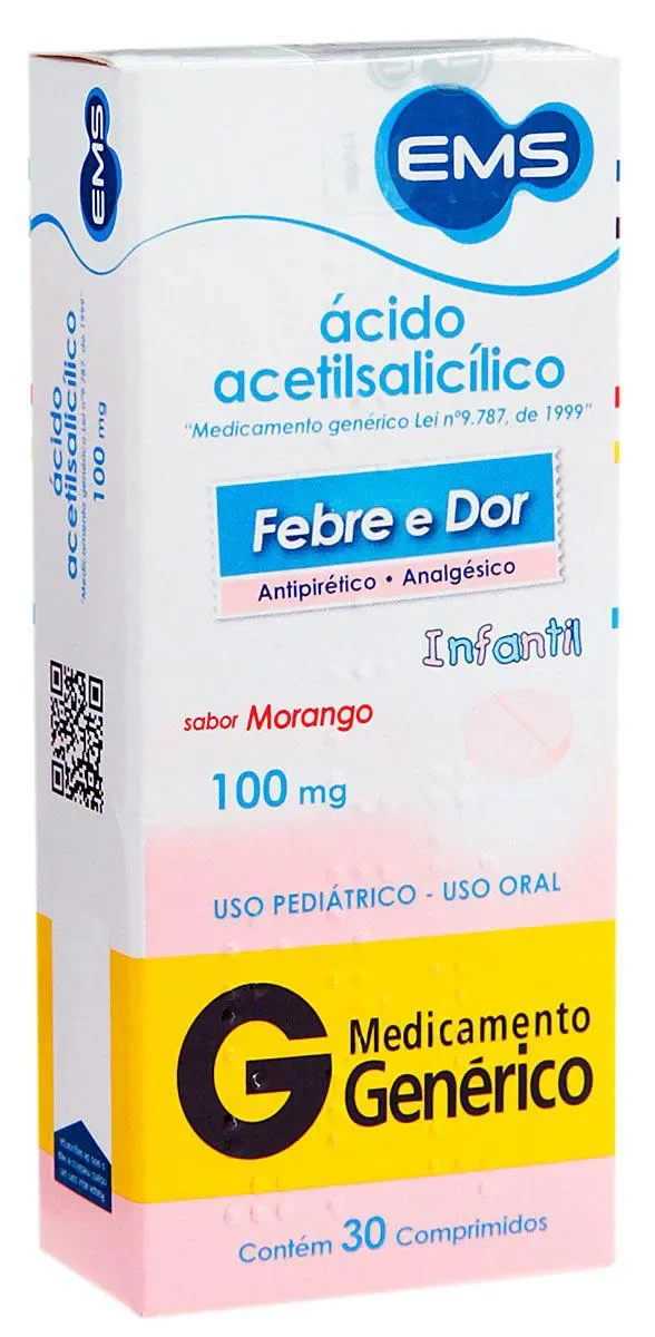 Ácido Acetilsalicílico 100mg Infantil com 30 Comprimidos
