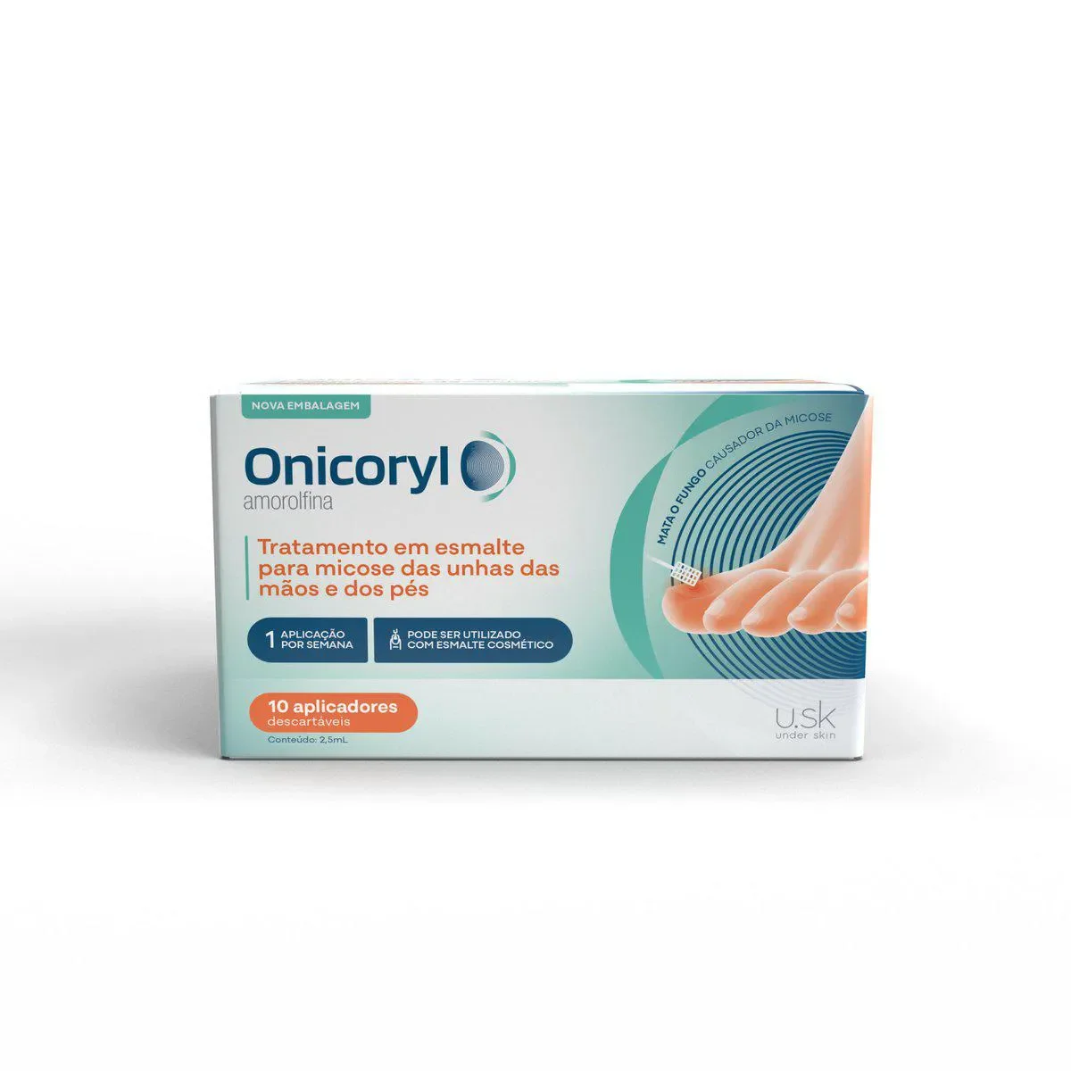Esmalte Antimicótico Onicoryl 2,5ml + 10 espátulas + 30 lixas de unha + 30 compressas de álcool