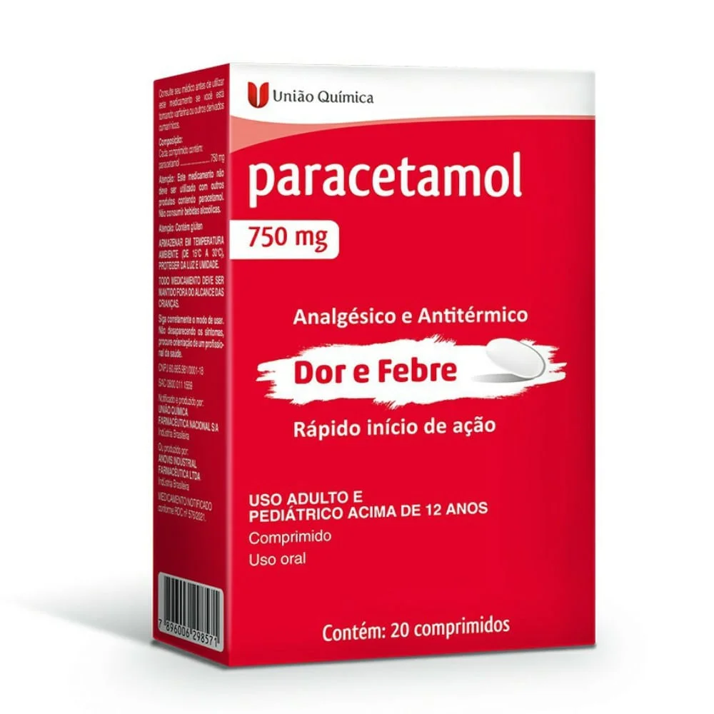 Paracetamol 750mg com 20 Comprimidos Revestidos