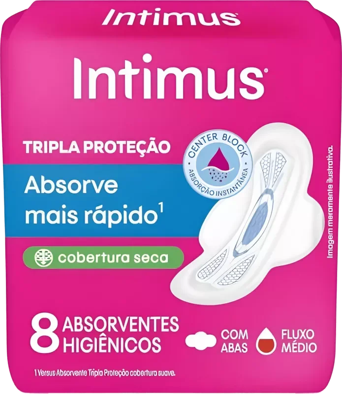 ABSORVENTE INTIMUS TRIPLA PROTEÇÃO 08UN SECA COM ABAS
