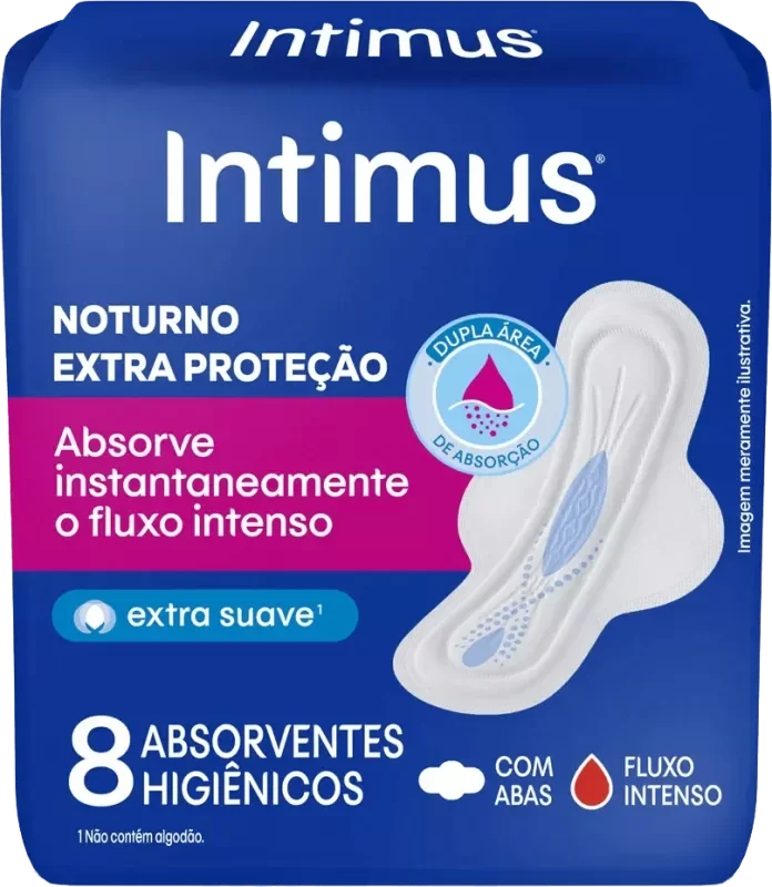 ABSORVENTE INTIMUS NOTURNO 08UN EXTRA SUAVE COM ABAS