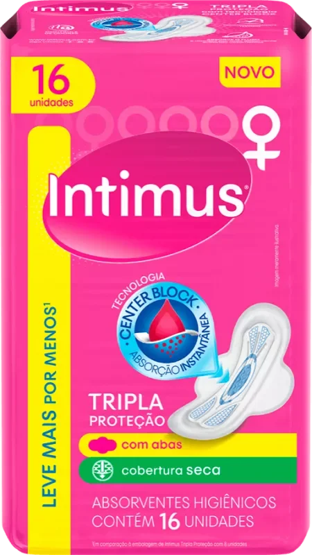ABSORVENTE INTIMUS TRIPLA PROTEÇÃO 16UN SECA COM ABAS