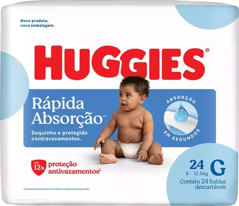 FRALDA HUGGIES RÁPIDA ABSORÇÃO JUMBO G 24UN