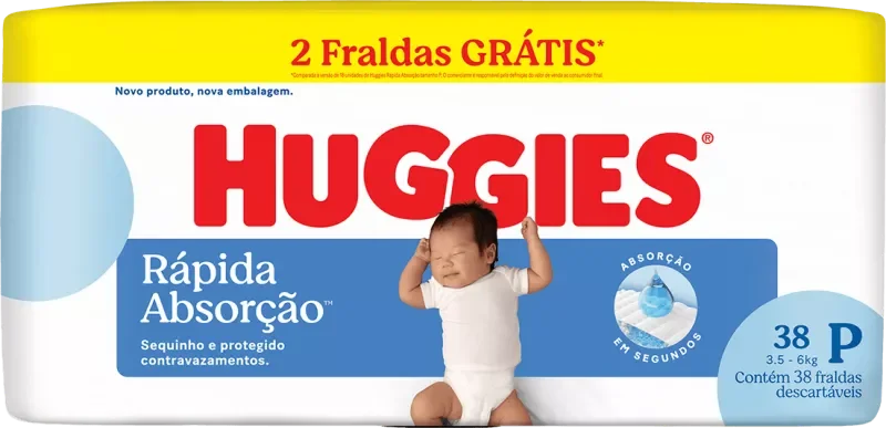 FRALDA HUGGIES RÁPIDA ABSORÇÃO MEGA P 38UN