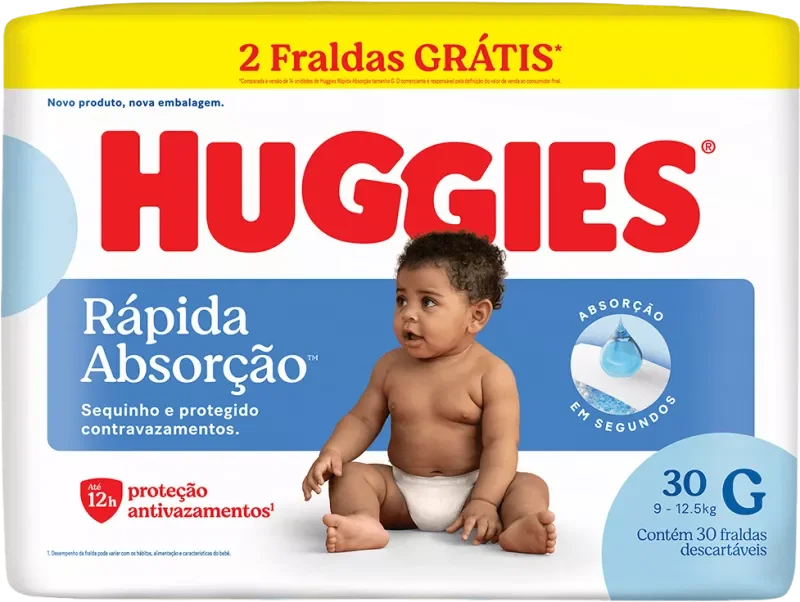 FRALDA HUGGIES RÁPIDA ABSORÇÃO MEGA G 30UN
