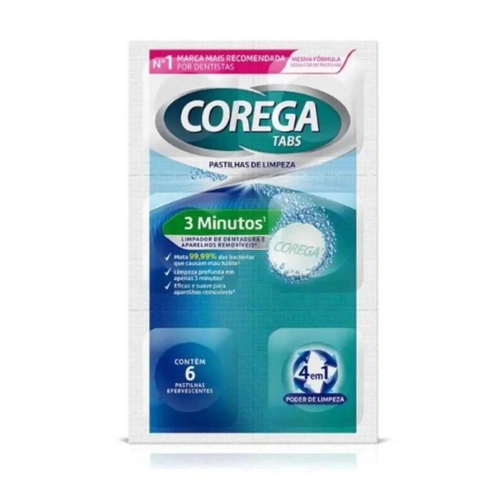 Corega Tabs Limpeza 3 Minutos com 6 Pastilhas