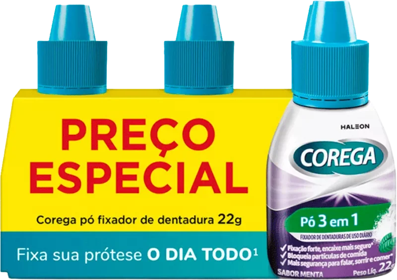 ADESIVO PARA DENTADURA COREGA 22G PÓ MENTA 03UN PREÇO ESPECIAL