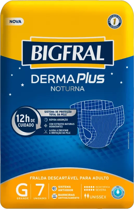 FRALDA BIGFRAL DERMA PLUS NOTURNA G 07UN GERIÁTRICA
