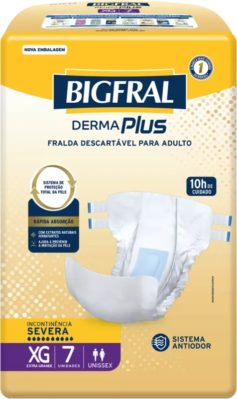 FRALDA BIGFRAL DERMA PLUS REGULAR XG 07UN GERIÁTRICA