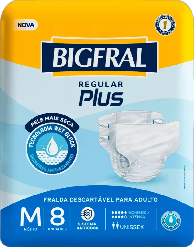 FRALDA BIGFRAL REGULAR PLUS M 08UN GERIÁTRICA