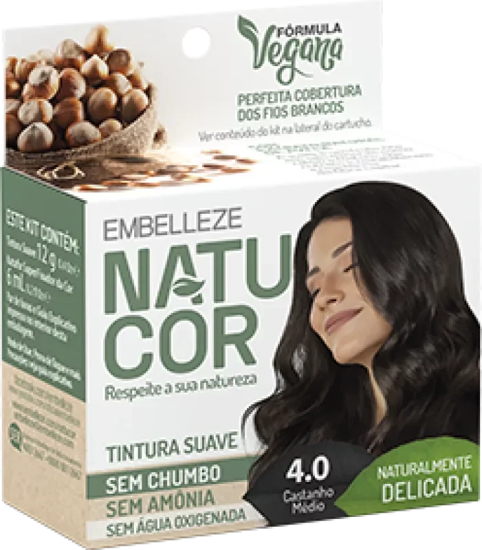 COLORAÇÃO NATUCOR KIT 12G 04.0 CASTANHO MÉDIO