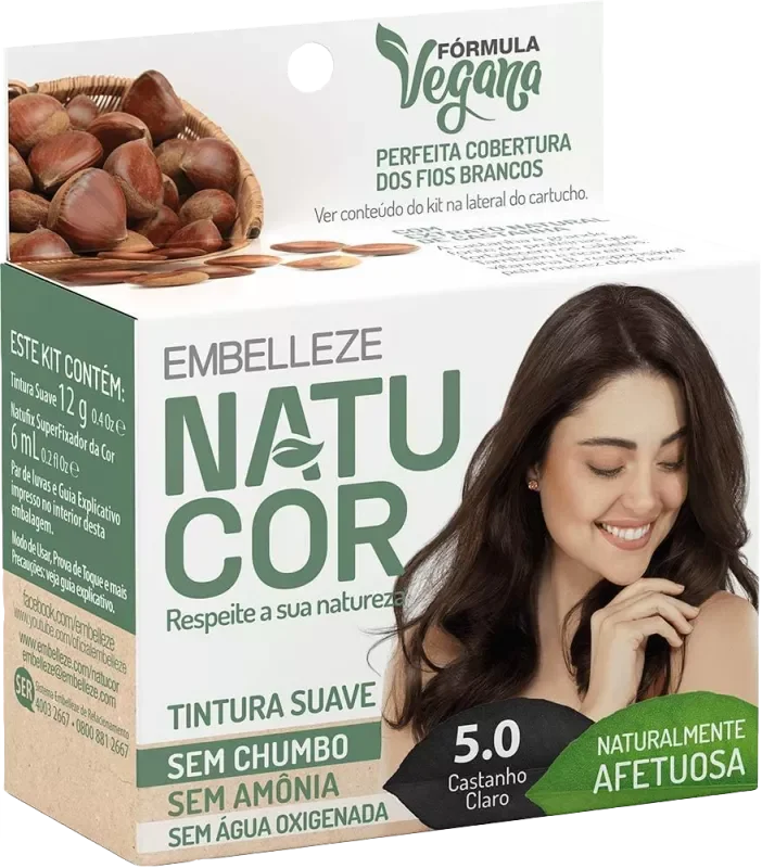 COLORAÇÃO NATUCOR KIT 12G 05.0 CASTANHO CLARO