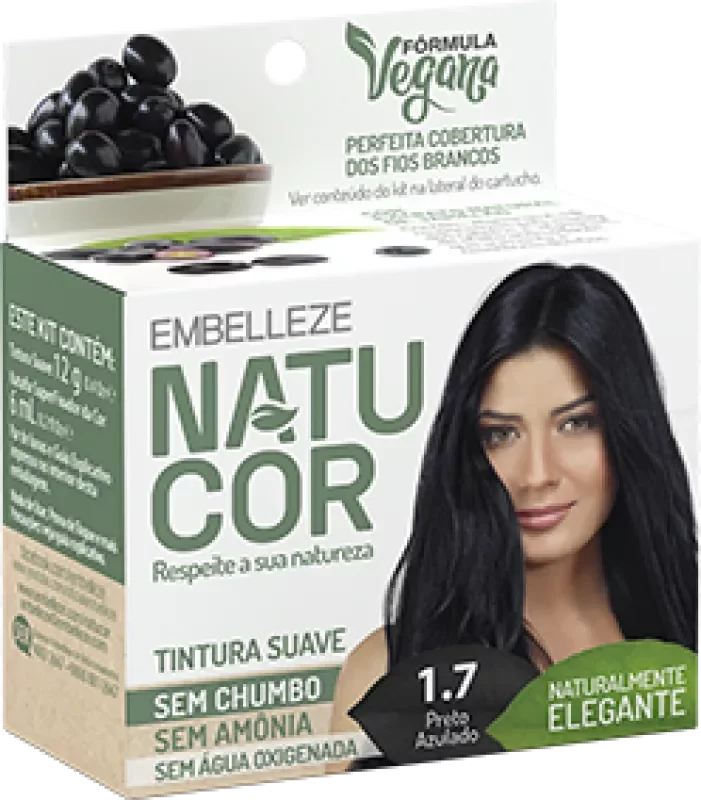 COLORAÇÃO NATUCOR KIT 12G 01.7 PRETO AZULADO