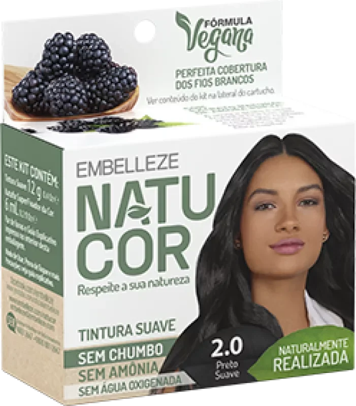COLORAÇÃO NATUCOR KIT 12G 02.0 PRETO SUAVE