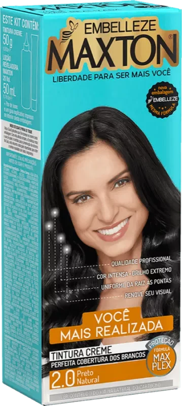 COLORAÇÃO MAXTON KIT 50G 02.0 PRETO NATURAL