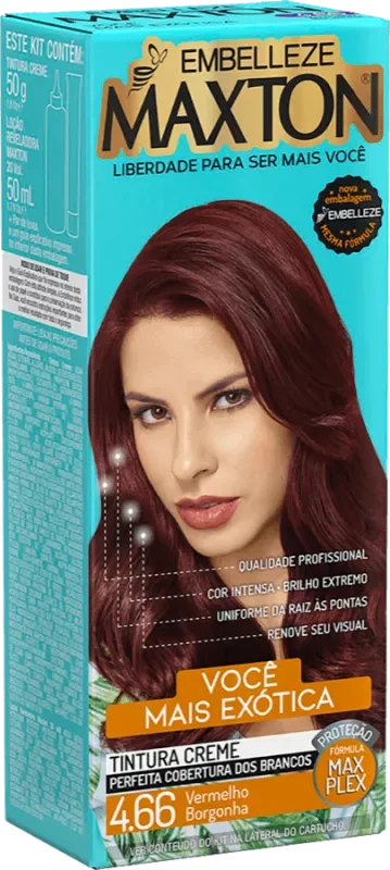 COLORAÇÃO MAXTON KIT 50G 04.66 VERMELHO BORGONHA
