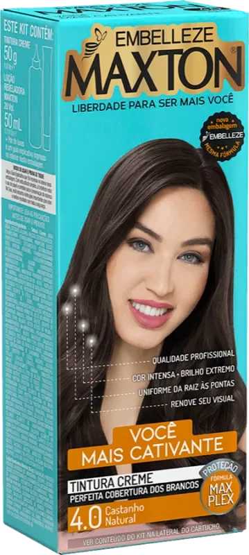 COLORAÇÃO MAXTON KIT 50G 04.0 CASTANHO NATURAL