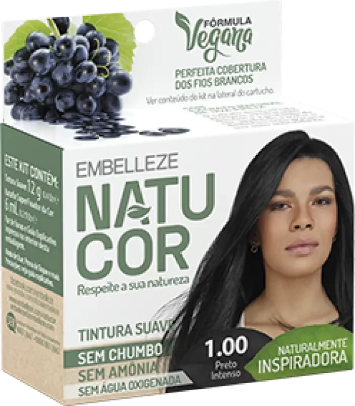 COLORAÇÃO NATUCOR KIT 12G 01.00 PRETO INTENSO