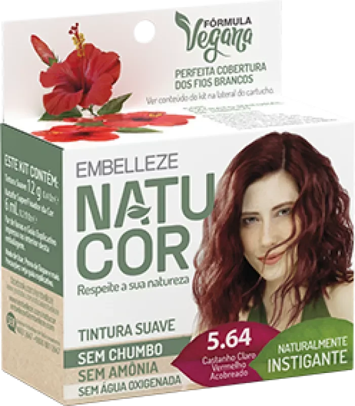 COLORAÇÃO NATUCOR KIT 12G 05.64 CASTANHO CLARO VERMELHO ACOBREADO