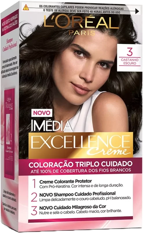 COLORAÇÃO IMÉDIA KIT 03 CASTANHO ESCURO