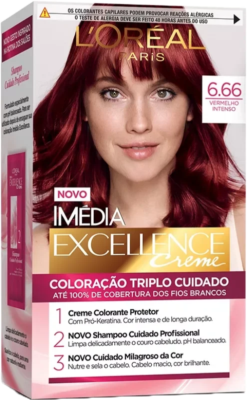 COLORAÇÃO IMÉDIA KIT 06.66 VERMELHO INTENSO