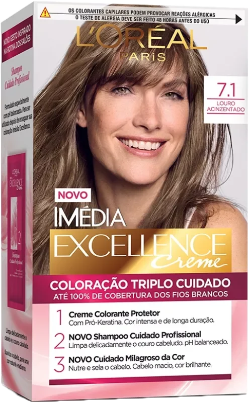 COLORAÇÃO IMÉDIA KIT 07.1 LOURO ACINZENTADO