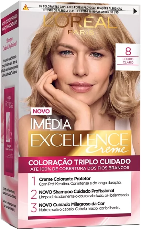 COLORAÇÃO IMÉDIA KIT 08 LOURO CLARO