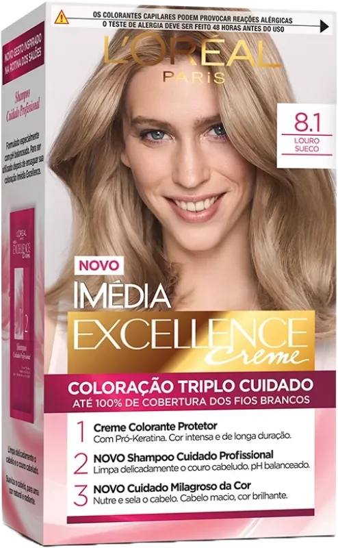 COLORAÇÃO IMÉDIA KIT 08.1 LOURO SUECO