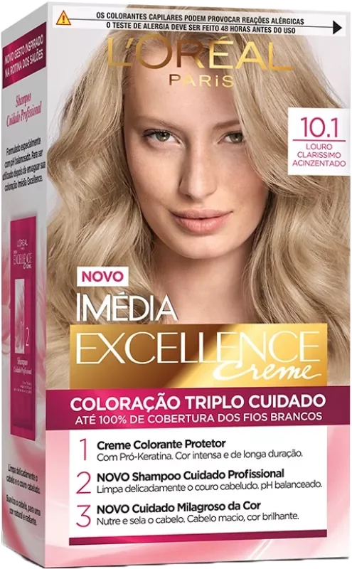 COLORAÇÃO IMÉDIA KIT 10.1 LOURO CLARÍSSIMO ACINZENTADO