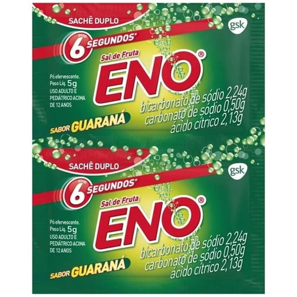 Sal de Frutas Eno Pó Efervescente de Uso Oral Sabor Guaraná com 2 Envelopes com 5g