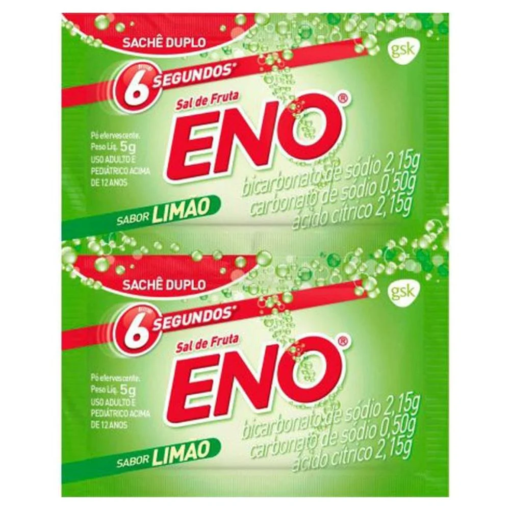 Sal de Frutas Eno Pó Efervescente de Uso Oral Sabor Limão com 2 Envelopes com 5g