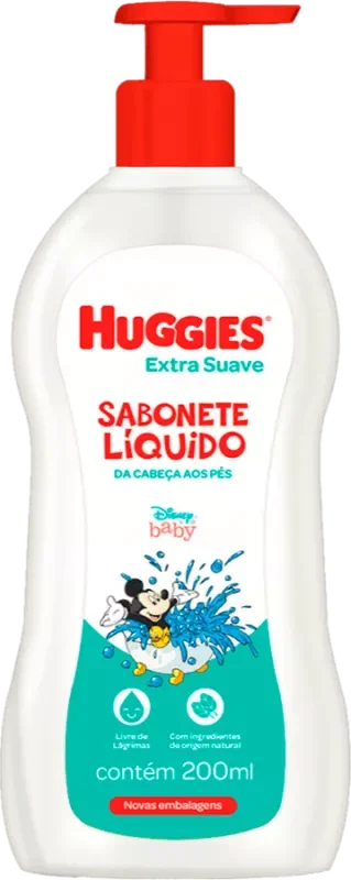 SABONETE HUGGIES BABY 200ML LÍQUIDO EXTRA SUAVE