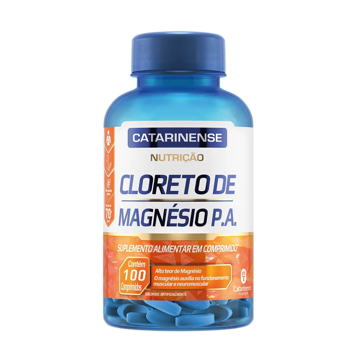Suplemento Alimentar Cloreto de Magnésio P.A. Catarinense Nutrição com 100 Comprimidos
